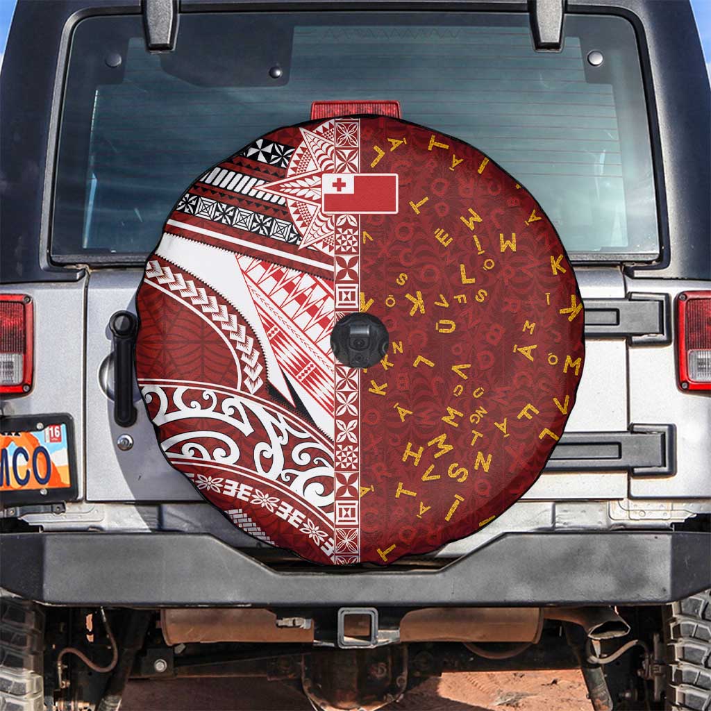 Tonga Language Week Spare Tire Cover Ngatu Pattern and Tongan Alphabet - Polynesian Pride