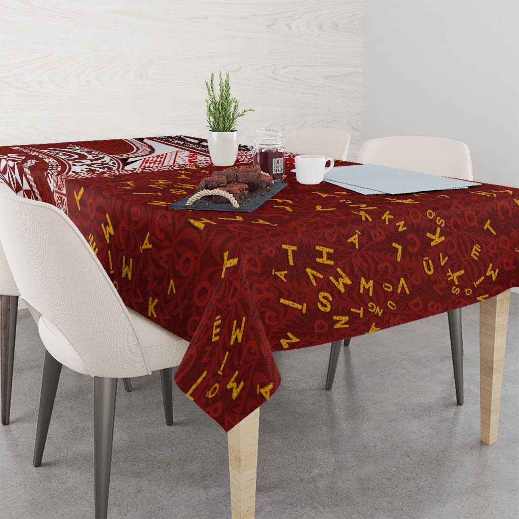 Tonga Language Week Tablecloth Ngatu Pattern and Tongan Alphabet - Polynesian Pride