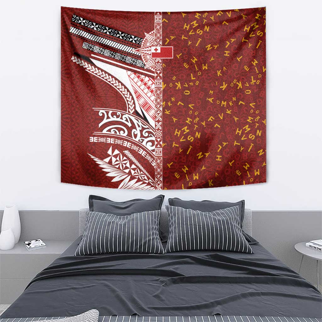 Tonga Language Week Tapestry Ngatu Pattern and Tongan Alphabet - Polynesian Pride