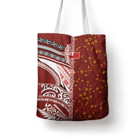 Tonga Language Week Tote Bag Ngatu Pattern and Tongan Alphabet - Polynesian Pride