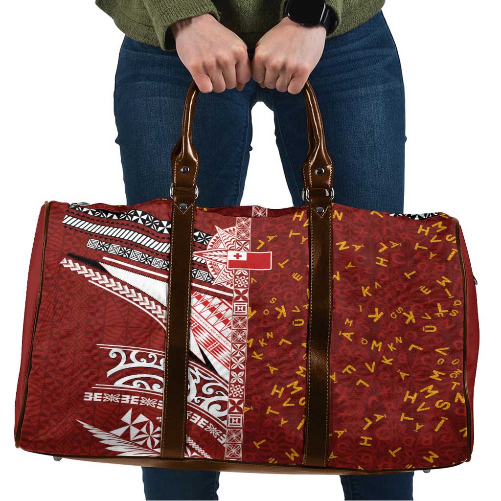 Tonga Language Week Travel Bag Ngatu Pattern and Tongan Alphabet - Polynesian Pride