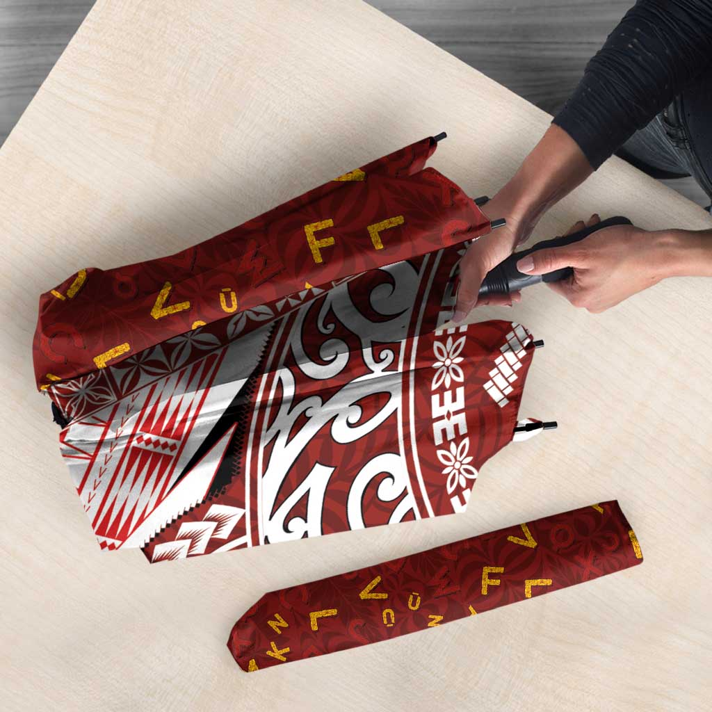 Tonga Language Week Umbrella Ngatu Pattern and Tongan Alphabet - Polynesian Pride