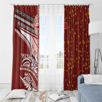 Tonga Language Week Window Curtain Ngatu Pattern and Tongan Alphabet - Polynesian Pride