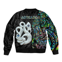 New Zealand Bomber Jacket Silver Fern and Manaia with Papua Shell Maori Tribal LT03 - Polynesian Pride