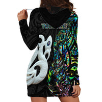 Custom New Zealand Hoodie Dress Silver Fern and Manaia with Papua Shell Maori Tribal LT03 - Polynesian Pride