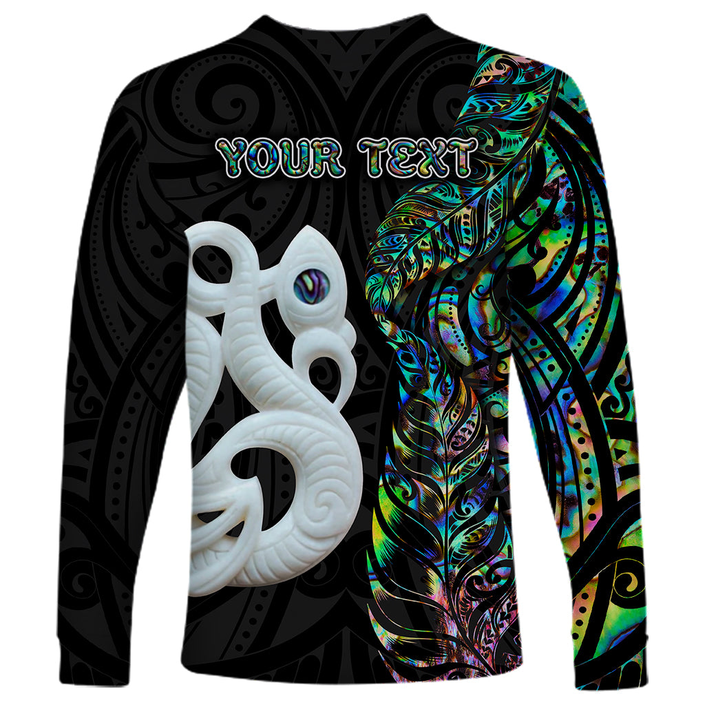 Custom New Zealand Long Sleeve Shirt Silver Fern and Manaia with Papua Shell Maori Tribal LT03 - Polynesian Pride