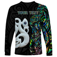 Custom New Zealand Long Sleeve Shirt Silver Fern and Manaia with Papua Shell Maori Tribal LT03 - Polynesian Pride