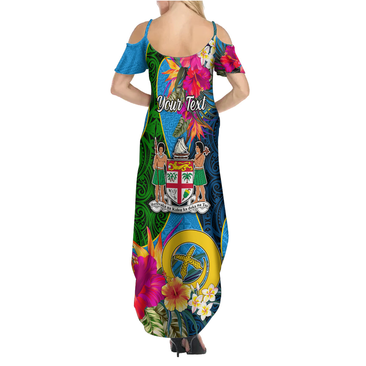 Personalised Malampa Fiji Day Family Matching Summer Maxi Dress and Hawaiian Shirt Tropical Plants Mix Polynesian and Tapa Pattern LT03 - Polynesian Pride