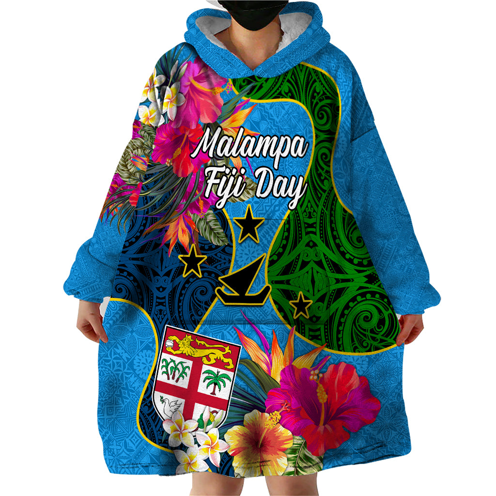 Personalised Malampa Fiji Day Wearable Blanket Hoodie Tropical Plants Mix Polynesian and Tapa Pattern LT03 - Polynesian Pride