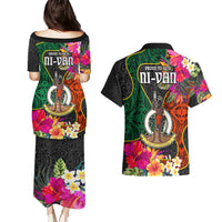 Penama Day Couples Matching Puletasi Dress and Hawaiian Shirt Proud To Be A Ni-Van Beauty Pacific Flower LT03 - Polynesian Pride