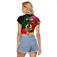 Penama Day Raglan Cropped T Shirt Proud To Be A Ni-Van Beauty Pacific Flower LT03 - Polynesian Pride