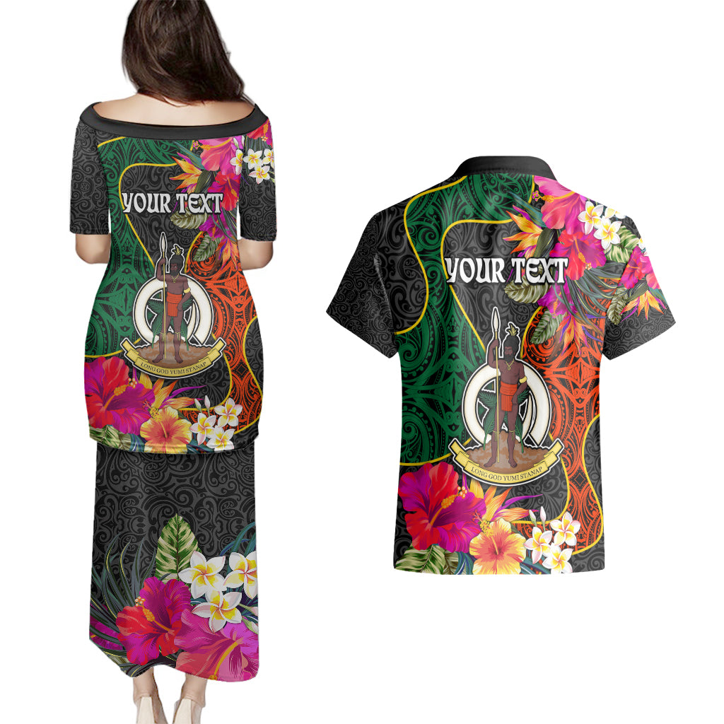 Personalised Penama Day Couples Matching Puletasi Dress and Hawaiian Shirt Proud To Be A Ni-Van Beauty Pacific Flower LT03 - Polynesian Pride