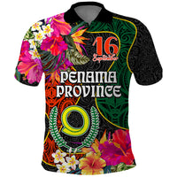 Personalised Penama Day Polo Shirt Proud To Be A Ni-Van Beauty Pacific Flower LT03 Black - Polynesian Pride