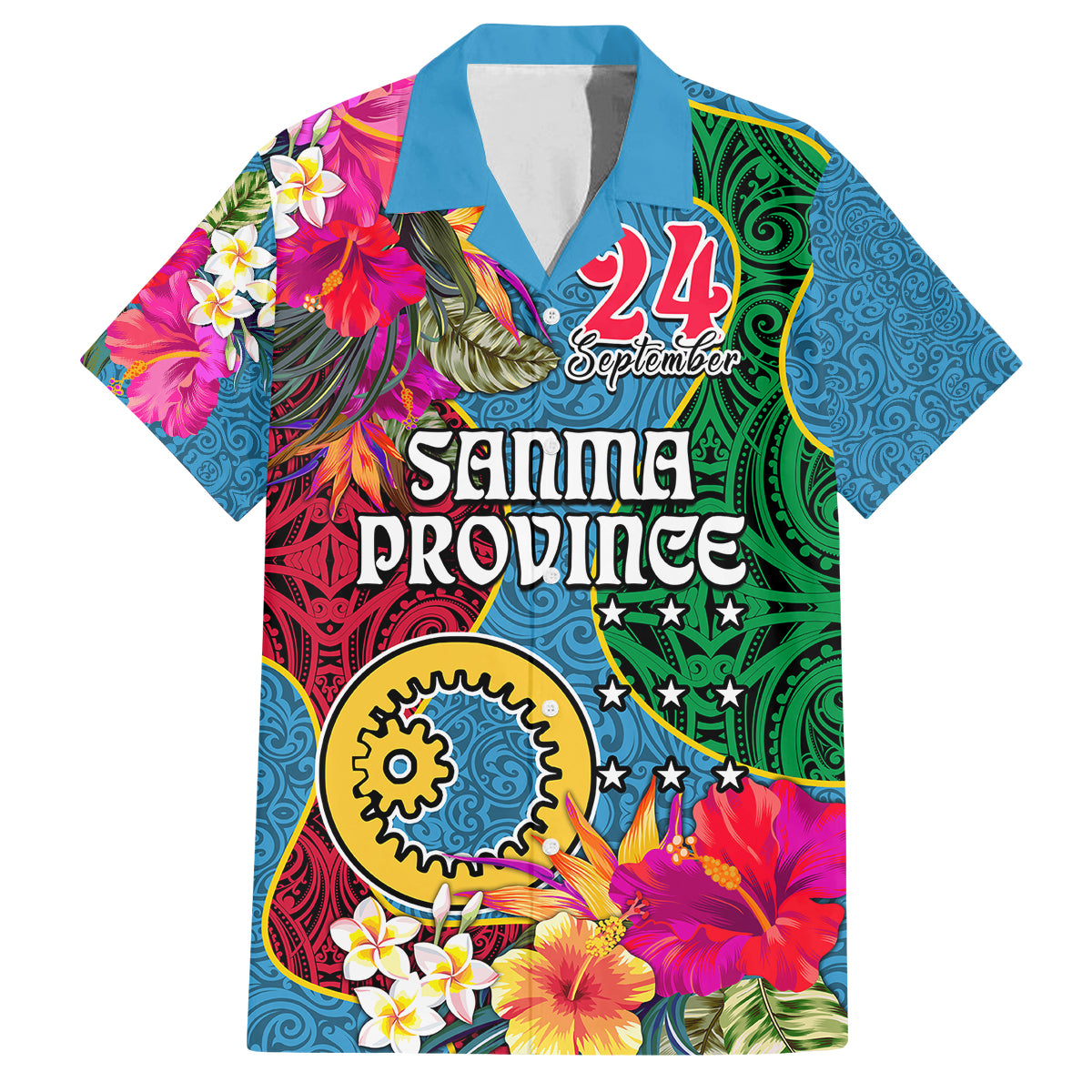 Personalised Sanma Day Family Matching Off Shoulder Long Sleeve Dress and Hawaiian Shirt Proud To Be A Ni-Van Beauty Pacific Flower LT03 - Polynesian Pride