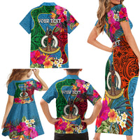 Personalised Sanma Day Family Matching Short Sleeve Bodycon Dress and Hawaiian Shirt Proud To Be A Ni-Van Beauty Pacific Flower LT03 - Polynesian Pride