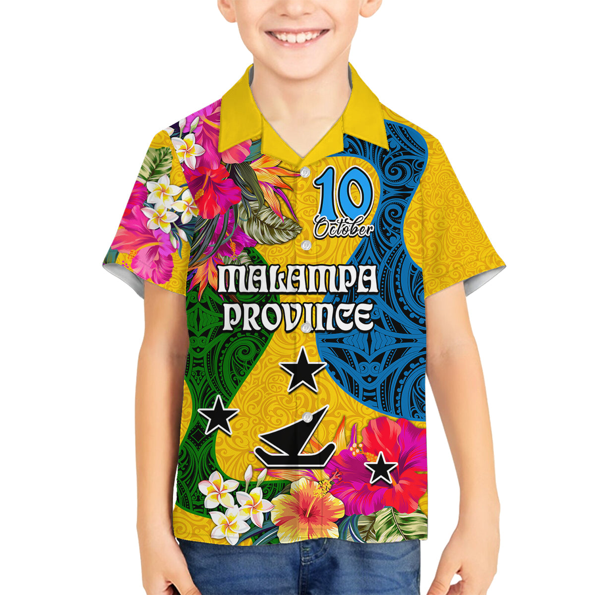 Malampa Day Family Matching Off Shoulder Short Dress and Hawaiian Shirt Proud To Be A Ni-Van Beauty Pacific Flower LT03 - Polynesian Pride