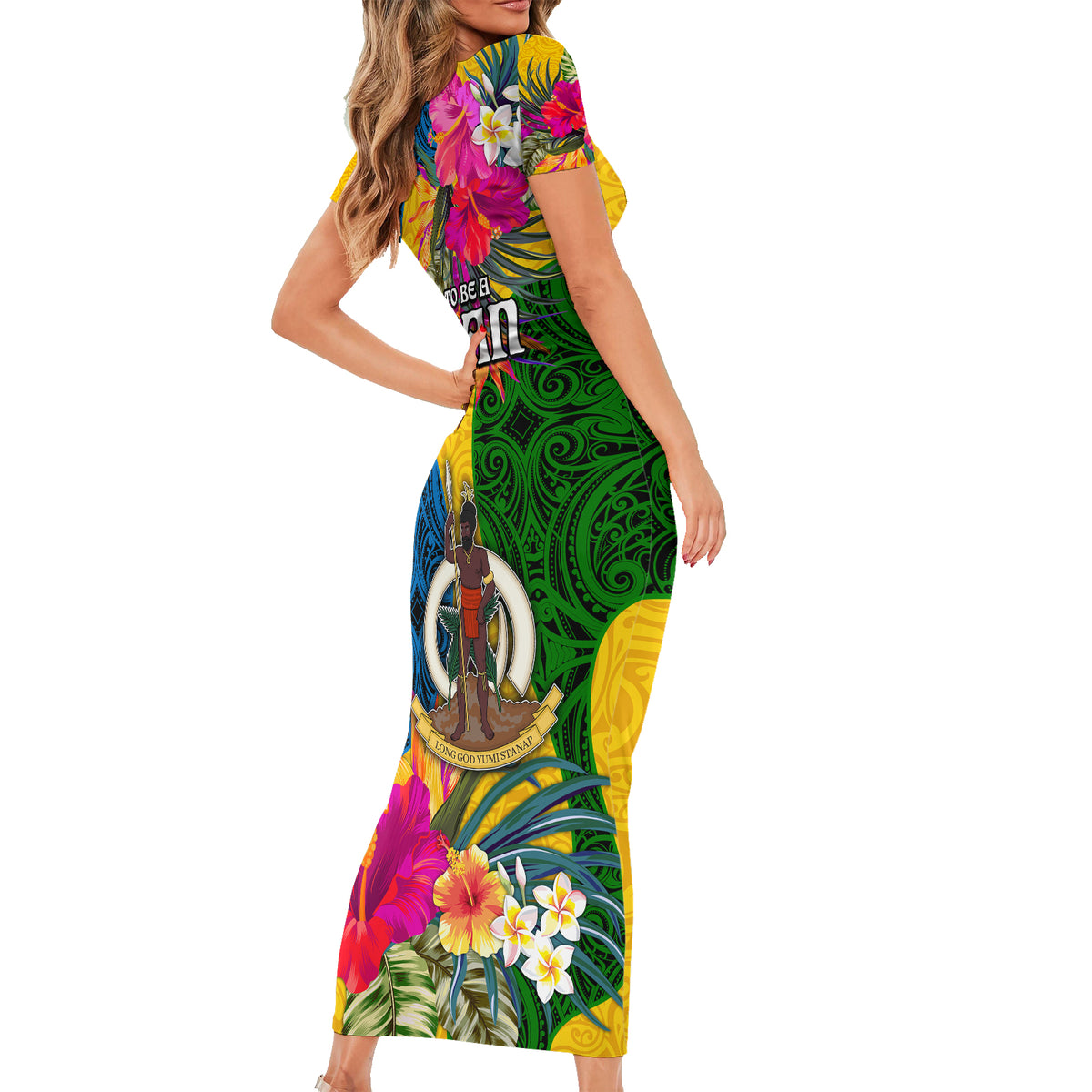 Malampa Day Family Matching Short Sleeve Bodycon Dress and Hawaiian Shirt Proud To Be A Ni-Van Beauty Pacific Flower LT03 - Polynesian Pride