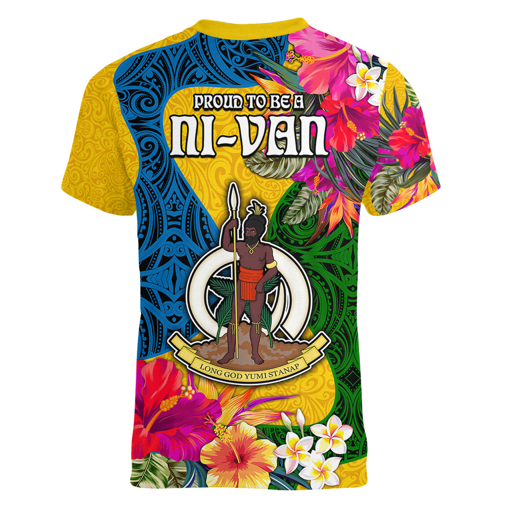 Malampa Day Women V Neck T Shirt Proud To Be A Ni-Van Beauty Pacific Flower LT03 - Polynesian Pride
