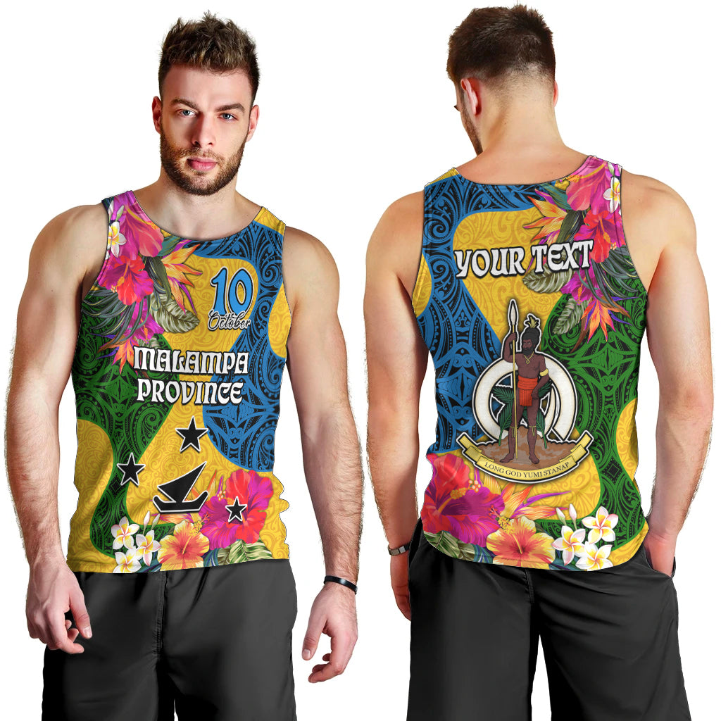Personalised Malampa Day Men Tank Top Proud To Be A Ni-Van Beauty Pacific Flower LT03 - Polynesian Pride