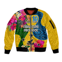 Personalised Malampa Day Sleeve Zip Bomber Jacket Proud To Be A Ni-Van Beauty Pacific Flower LT03 Unisex Yellow - Polynesian Pride