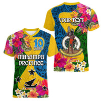 Personalised Malampa Day Women V Neck T Shirt Proud To Be A Ni-Van Beauty Pacific Flower LT03 - Polynesian Pride