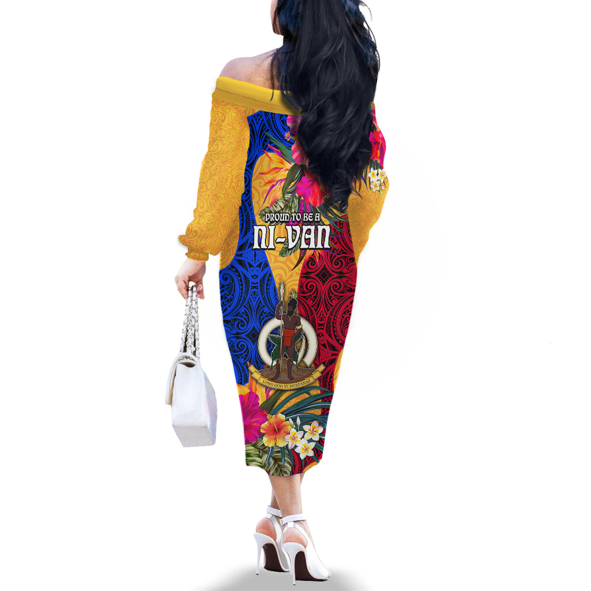 Torba Day Family Matching Off Shoulder Long Sleeve Dress and Hawaiian Shirt Proud To Be A Ni-Van Beauty Pacific Flower LT03 - Polynesian Pride