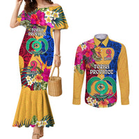 Personalised Torba Day Couples Matching Mermaid Dress and Long Sleeve Button Shirts Proud To Be A Ni-Van Beauty Pacific Flower LT03 Yellow - Polynesian Pride