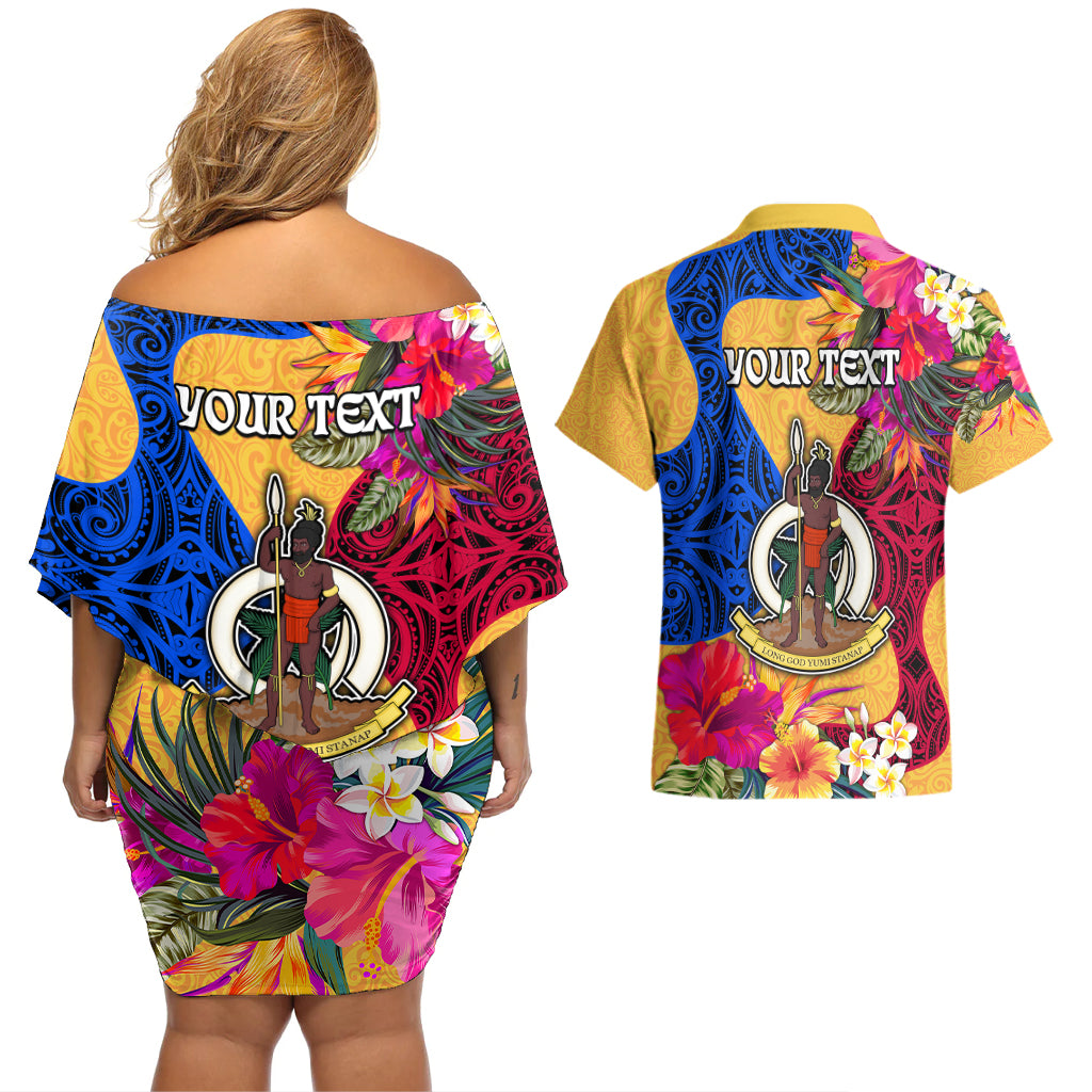 Personalised Torba Day Couples Matching Off Shoulder Short Dress and Hawaiian Shirt Proud To Be A Ni-Van Beauty Pacific Flower LT03 - Polynesian Pride