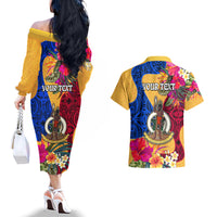 Personalised Torba Day Couples Matching Off The Shoulder Long Sleeve Dress and Hawaiian Shirt Proud To Be A Ni-Van Beauty Pacific Flower LT03 - Polynesian Pride