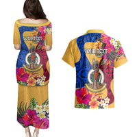 Personalised Torba Day Couples Matching Puletasi Dress and Hawaiian Shirt Proud To Be A Ni-Van Beauty Pacific Flower LT03 - Polynesian Pride