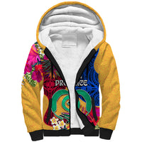 Personalised Torba Day Sherpa Hoodie Proud To Be A Ni-Van Beauty Pacific Flower LT03 Unisex Yellow - Polynesian Pride