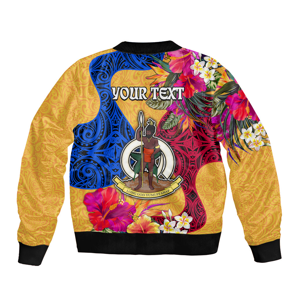 Personalised Torba Day Sleeve Zip Bomber Jacket Proud To Be A Ni-Van Beauty Pacific Flower LT03 - Polynesian Pride
