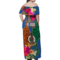Tafea Day Family Matching Off Shoulder Maxi Dress and Hawaiian Shirt Proud To Be A Ni-Van Beauty Pacific Flower LT03 - Polynesian Pride