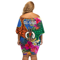 Tafea Day Family Matching Off Shoulder Short Dress and Hawaiian Shirt Proud To Be A Ni-Van Beauty Pacific Flower LT03 - Polynesian Pride