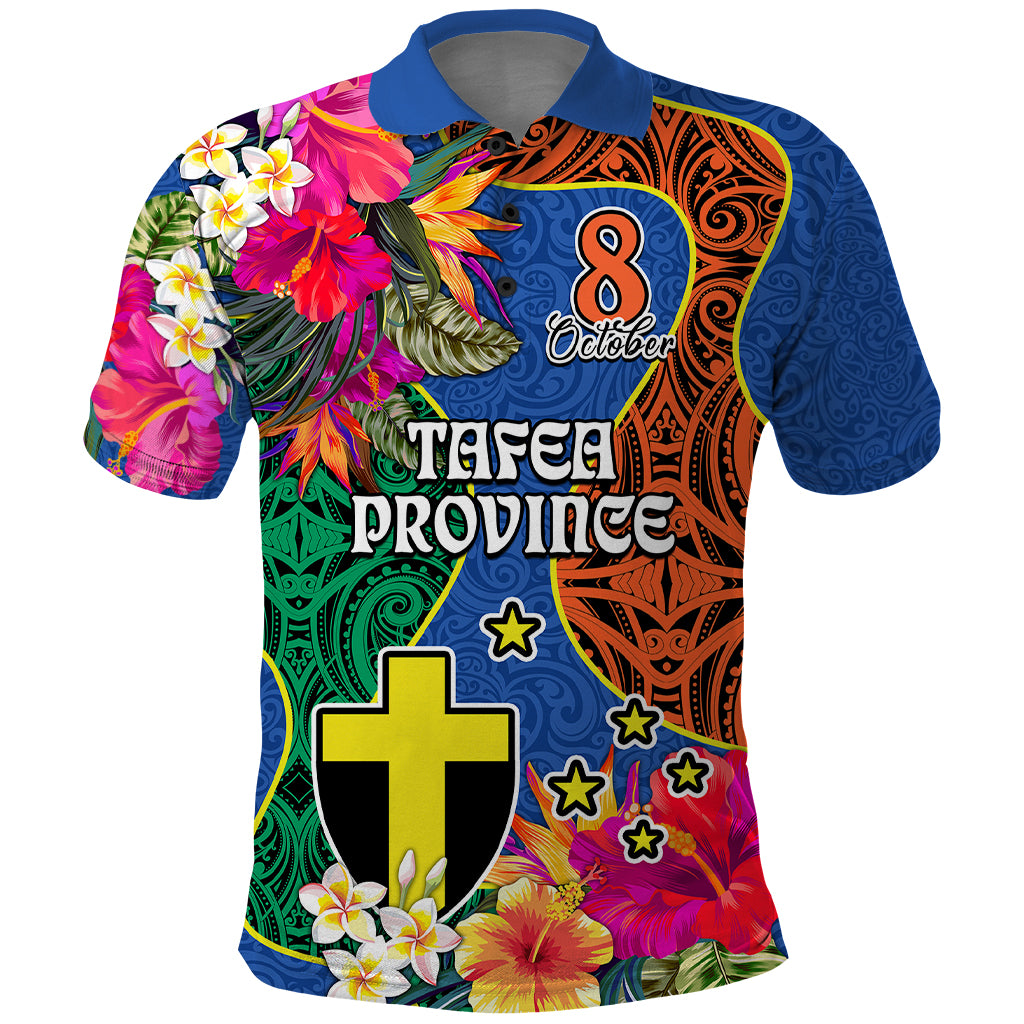 Tafea Day Polo Shirt Proud To Be A Ni-Van Beauty Pacific Flower LT03 Blue - Polynesian Pride