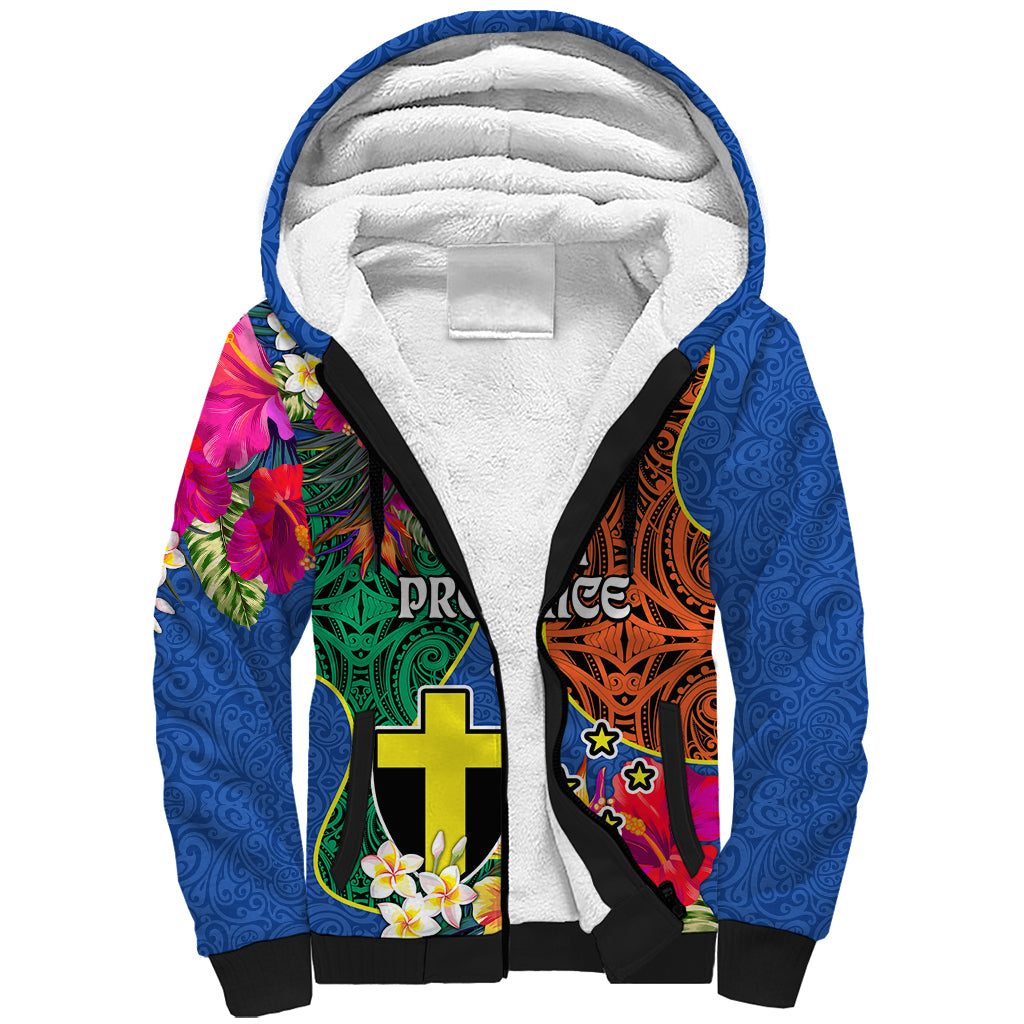 Tafea Day Sherpa Hoodie Proud To Be A Ni-Van Beauty Pacific Flower LT03 Unisex Blue - Polynesian Pride
