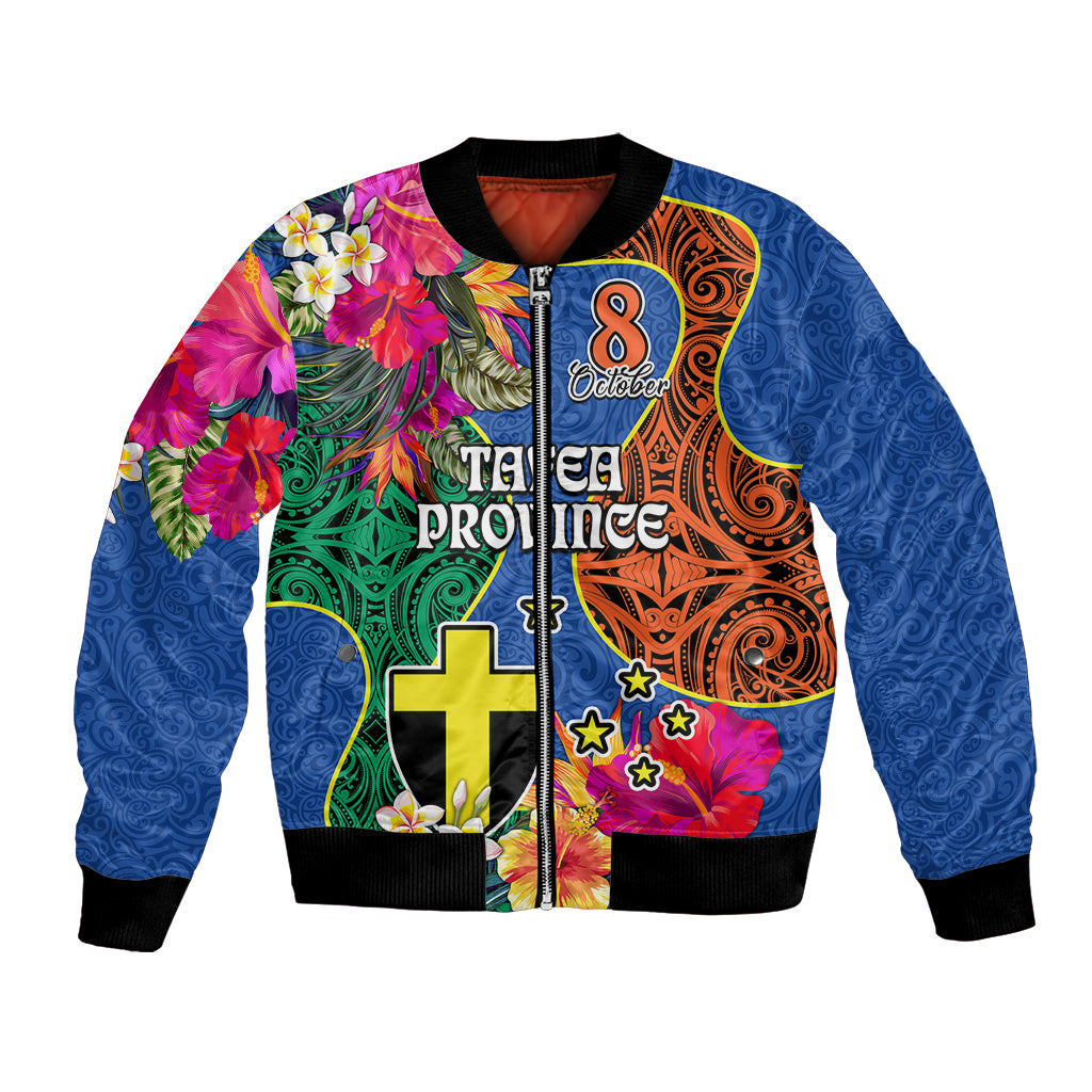 Personalised Tafea Day Bomber Jacket Proud To Be A Ni-Van Beauty Pacific Flower LT03 Unisex Blue - Polynesian Pride