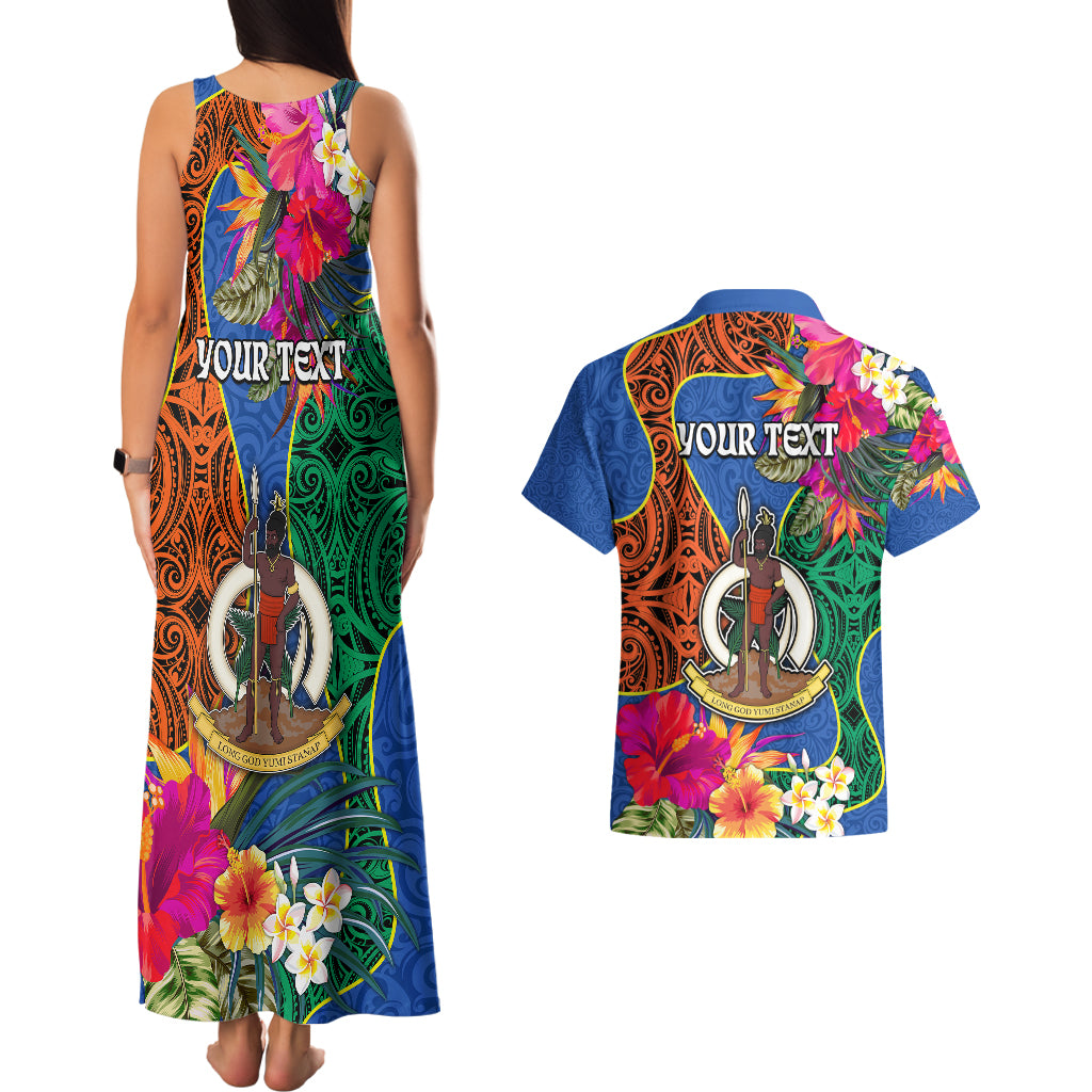 Personalised Tafea Day Couples Matching Tank Maxi Dress and Hawaiian Shirt Proud To Be A Ni-Van Beauty Pacific Flower LT03 - Polynesian Pride