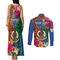 Personalised Tafea Day Couples Matching Tank Maxi Dress and Long Sleeve Button Shirts Proud To Be A Ni-Van Beauty Pacific Flower LT03 - Polynesian Pride