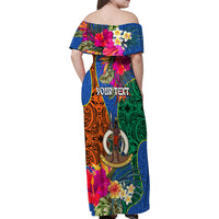 Personalised Tafea Day Family Matching Off Shoulder Maxi Dress and Hawaiian Shirt Proud To Be A Ni-Van Beauty Pacific Flower LT03 - Polynesian Pride