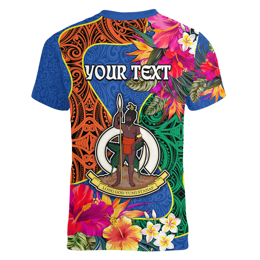 Personalised Tafea Day Women V Neck T Shirt Proud To Be A Ni-Van Beauty Pacific Flower LT03 - Polynesian Pride