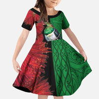New Zealand Kereru And Pohutukawa Family Matching Mermaid Dress and Hawaiian Shirt Maori Tribal Tattoo