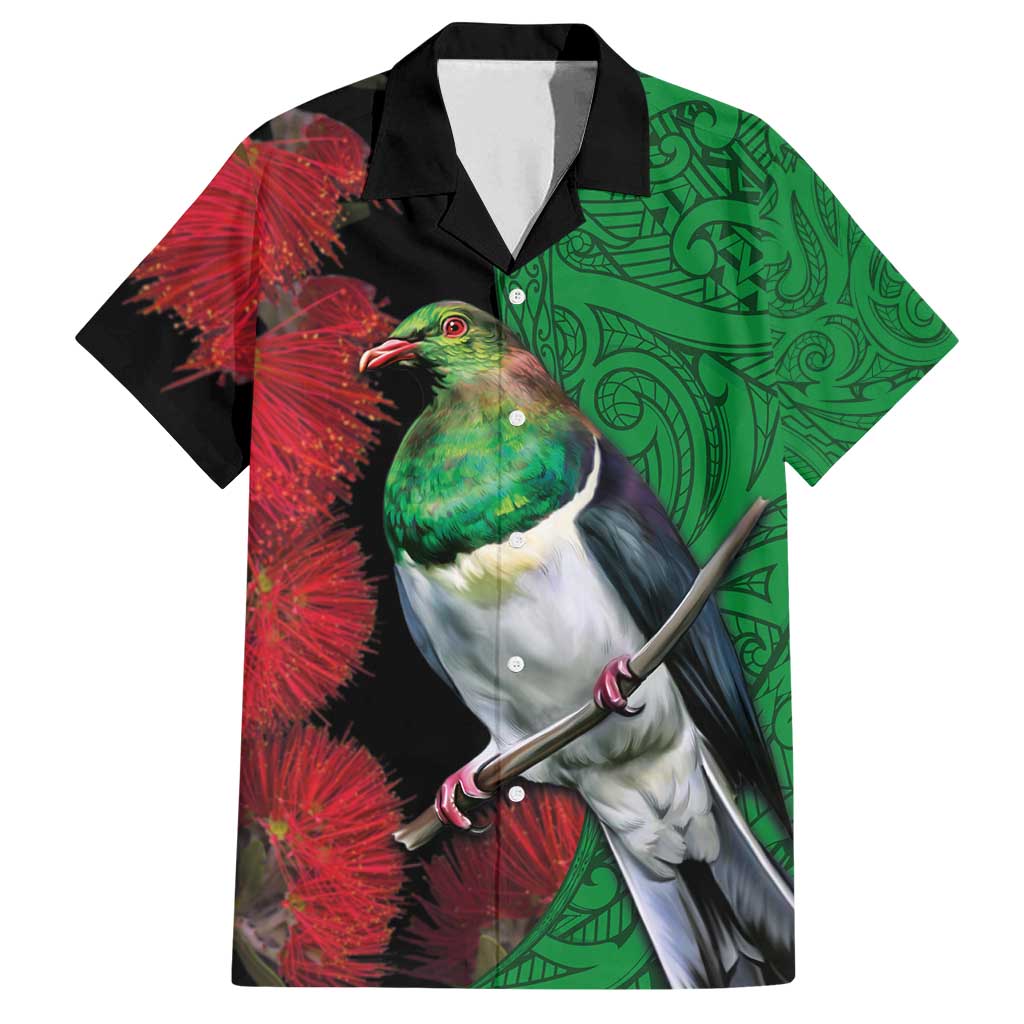New Zealand Kereru And Pohutukawa Family Matching Puletasi and Hawaiian Shirt Maori Tribal Tattoo