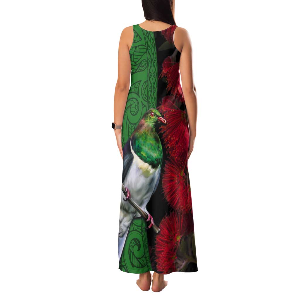 New Zealand Kereru And Pohutukawa Tank Maxi Dress Maori Tribal Tattoo