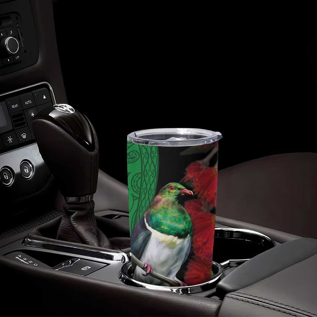 New Zealand Kereru And Pohutukawa Tumbler Cup Maori Tribal Tattoo