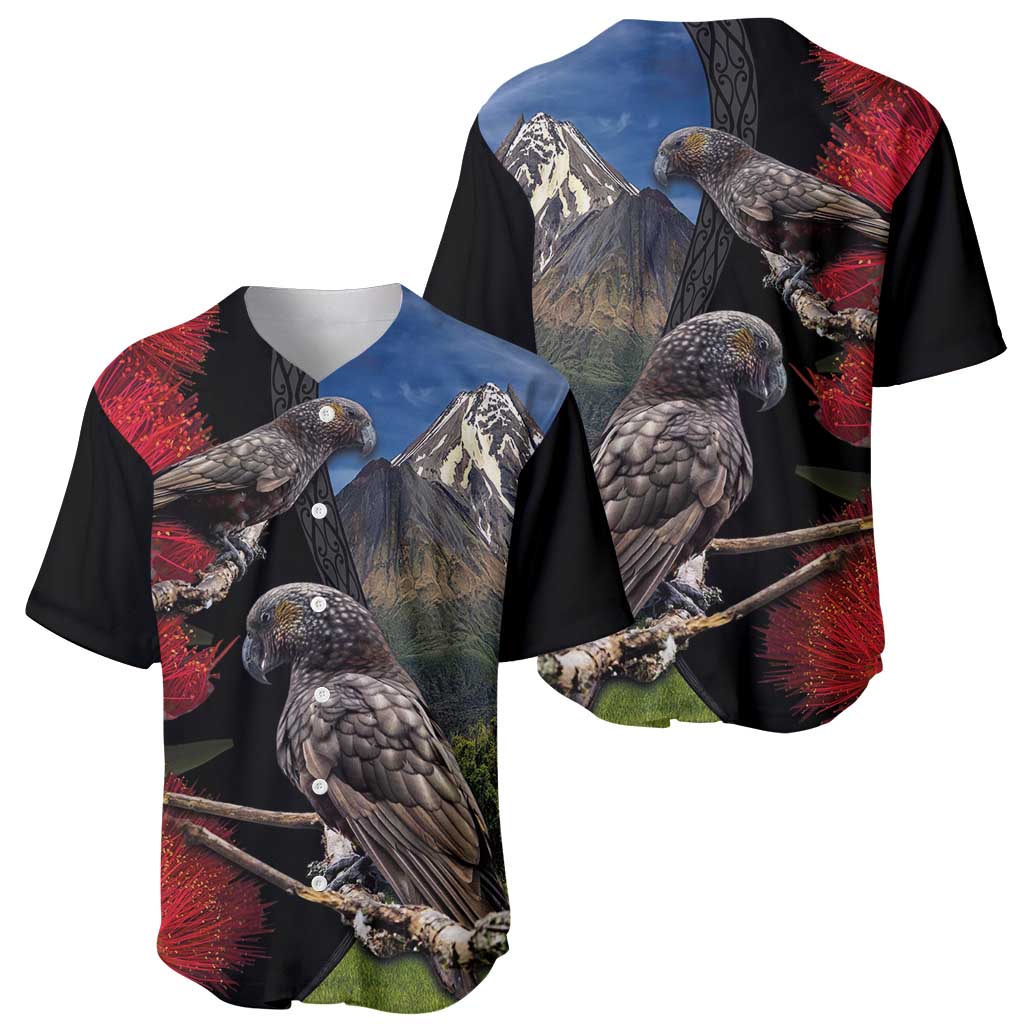 New Zealand Kea And Pohutukawa Baseball Jersey With The Mountain Landscape LT03 - Polynesian Pride