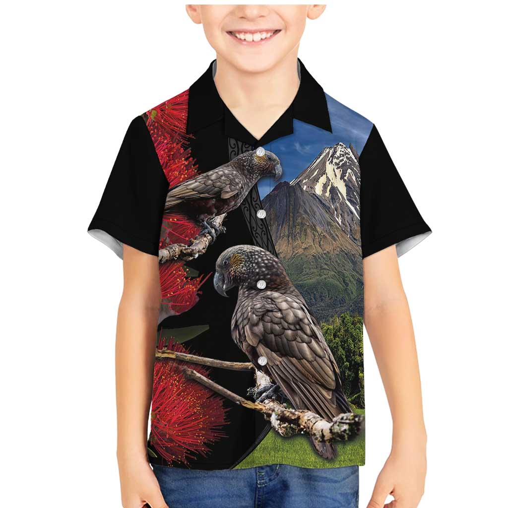 New Zealand Kea And Pohutukawa Family Matching Mermaid Dress and Hawaiian Shirt With The Mountain Landscape