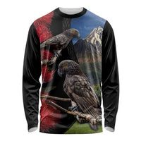 New Zealand Kea And Pohutukawa Long Sleeve Shirt With The Mountain Landscape
