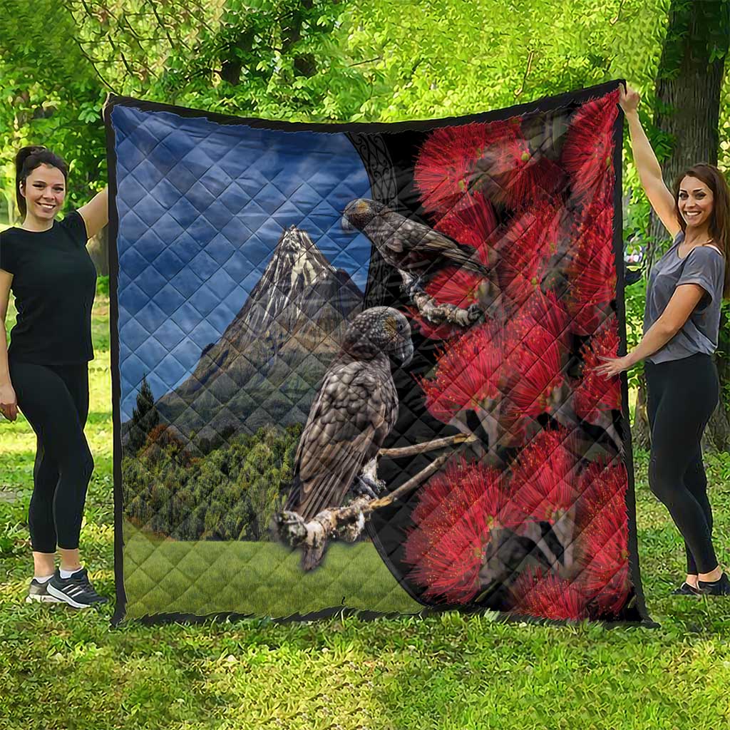 New Zealand Kea And Pohutukawa Quilt With The Mountain Landscape LT03 - Polynesian Pride