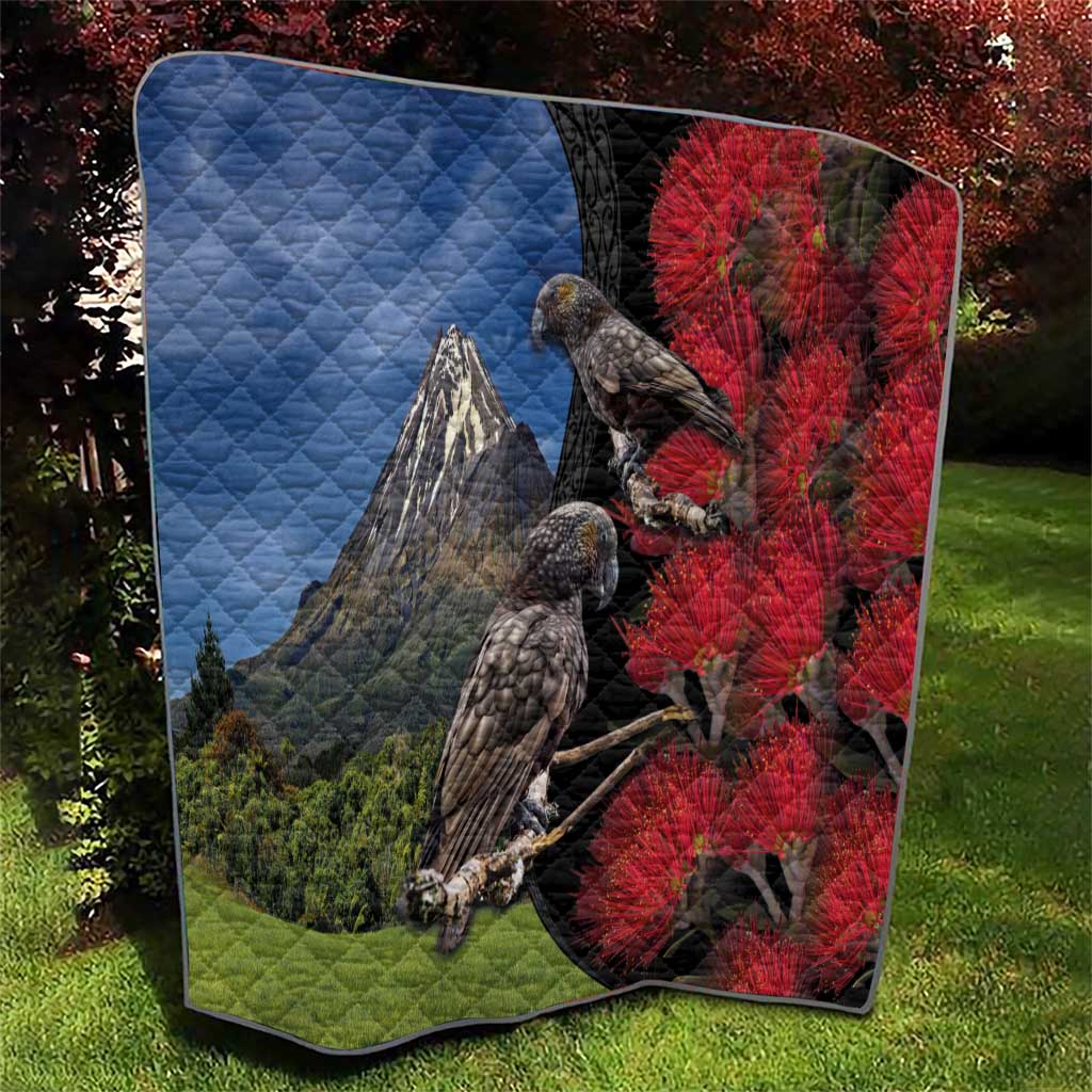 New Zealand Kea And Pohutukawa Quilt With The Mountain Landscape LT03 - Polynesian Pride